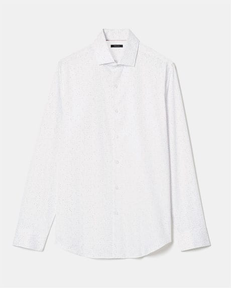 White Slim-Fit Dress Shirt with Petals