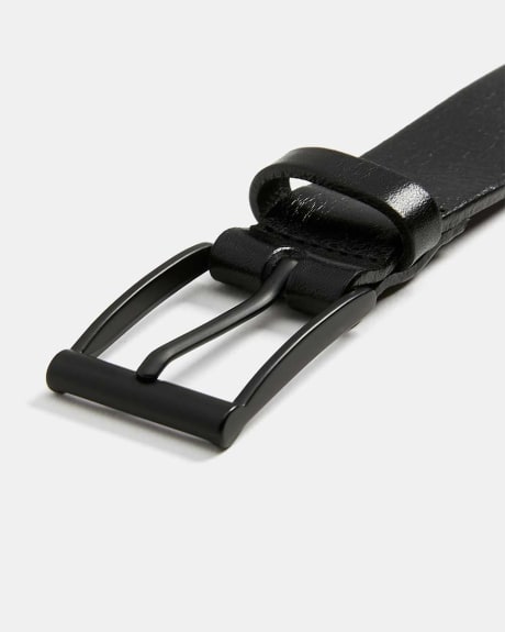 Solid Leather Belt with Black Buckle