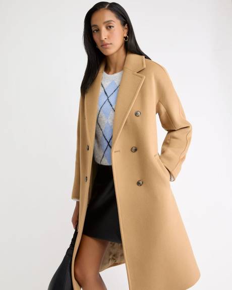 Wool-Blend Long Double-Breasted Coat