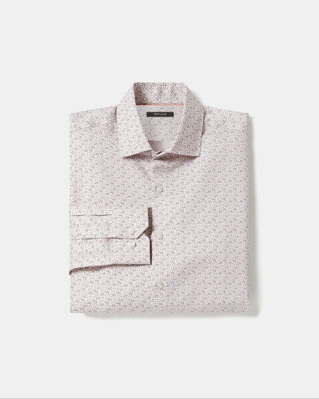 White Tailored-Fit Dress Shirt with Petals
