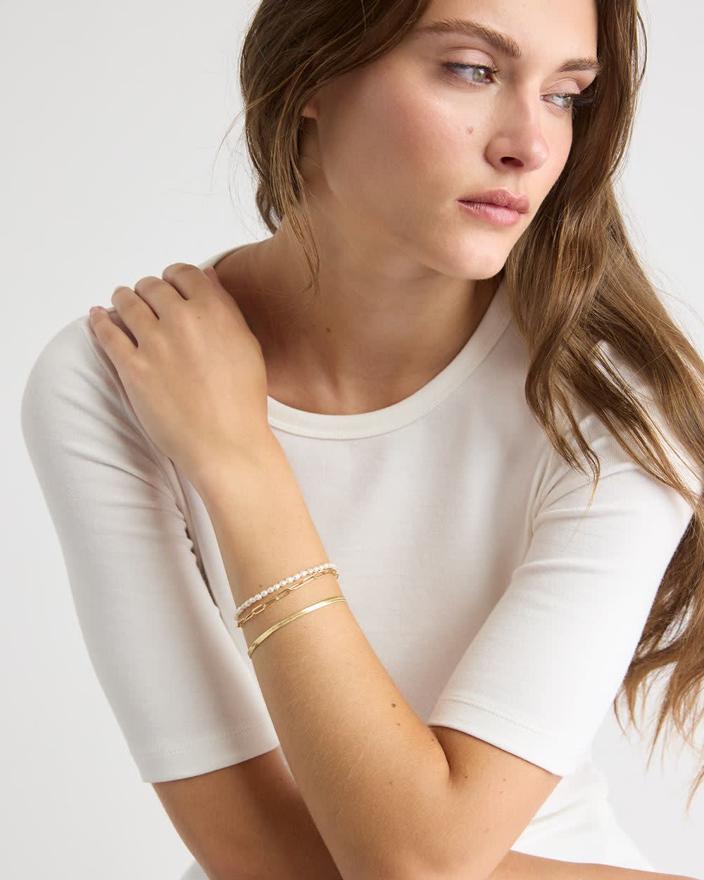 Freshwater Pearls and Chain Bracelets - Set of 3