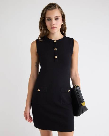 Sleeveless Crew-Neck Mini Sweater Dress
