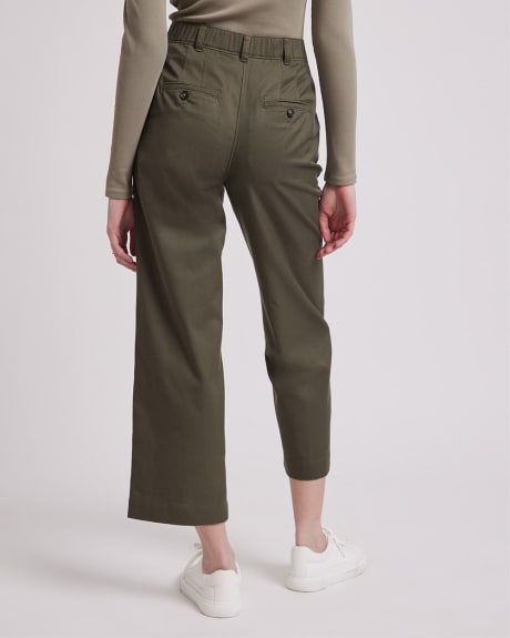 Pantalon Chino en Sergé de Coton à Taille Haute et Jambe Droite