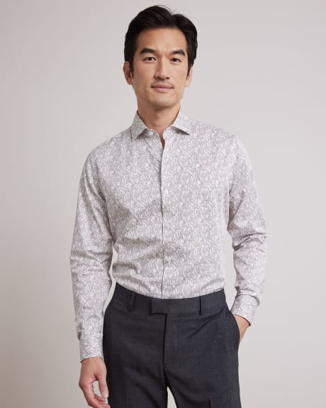 Tailored-Fit Dress Shirt with Micro Foliage Print