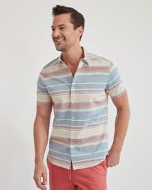 Tailored Fit Horizontal Stripes Short-Sleeve Casual Shirt