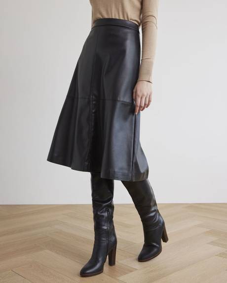 Black Faux Leather Midi Skirt
