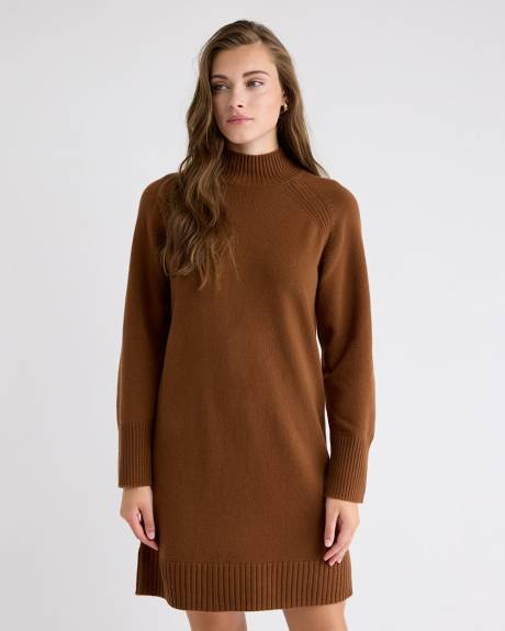 Merino Wool High-Neck Sweater Dress