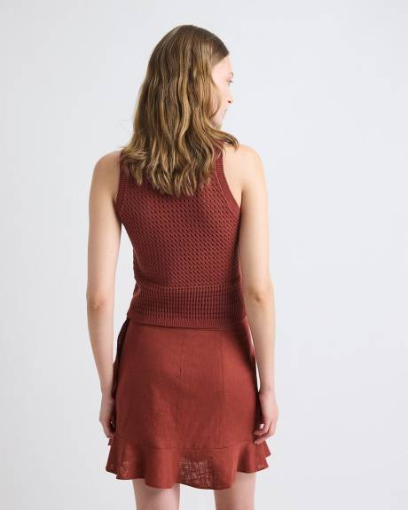 Pull Court Crocheté Sans Manches