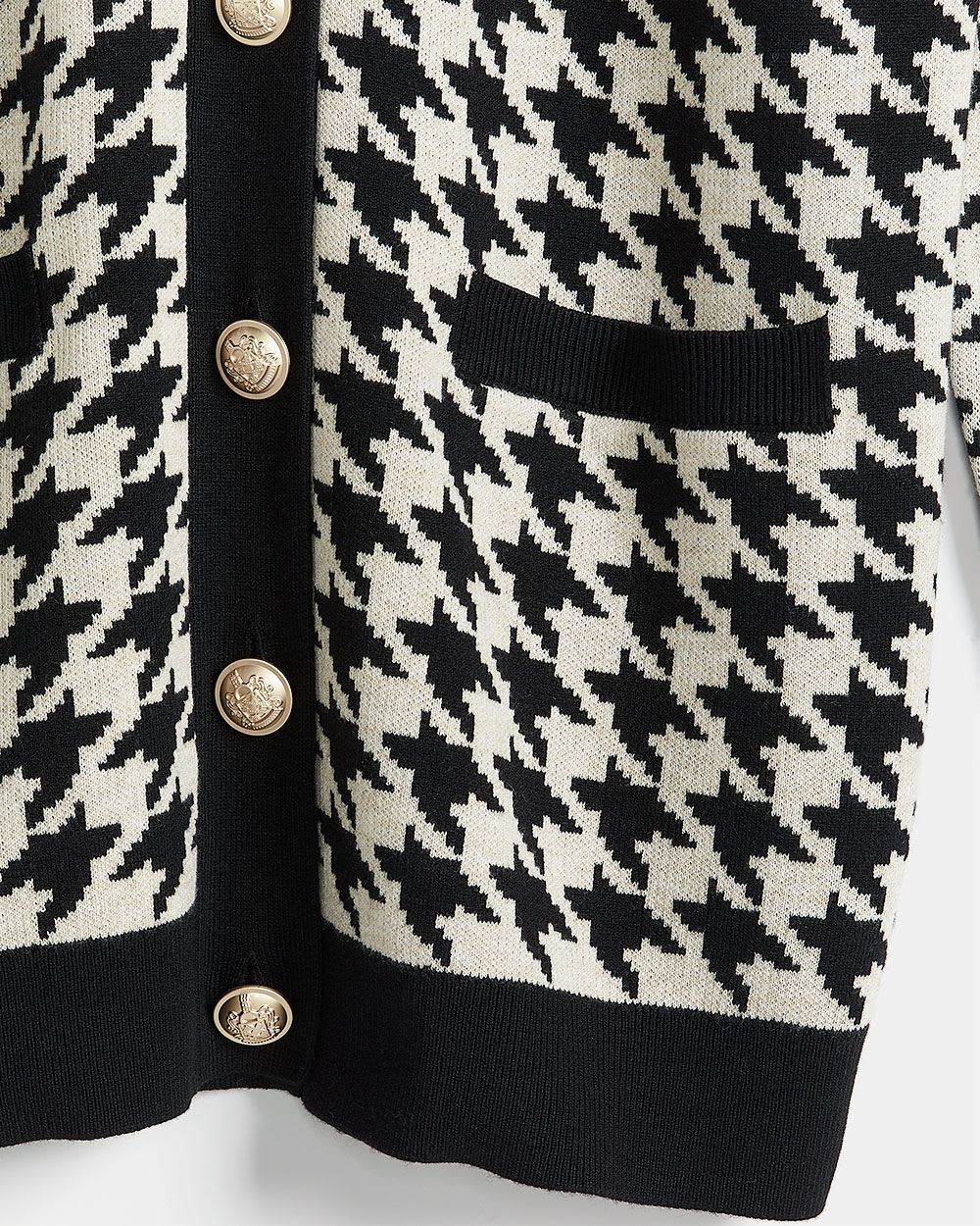 Houndstooth Buttoned Cardi