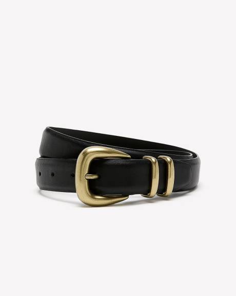 Leather Belt with Bold Buckle