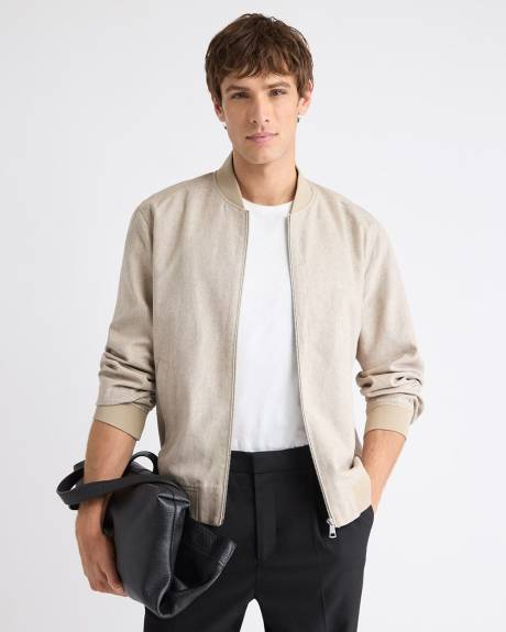 Linen-Blend Bomber Jacket