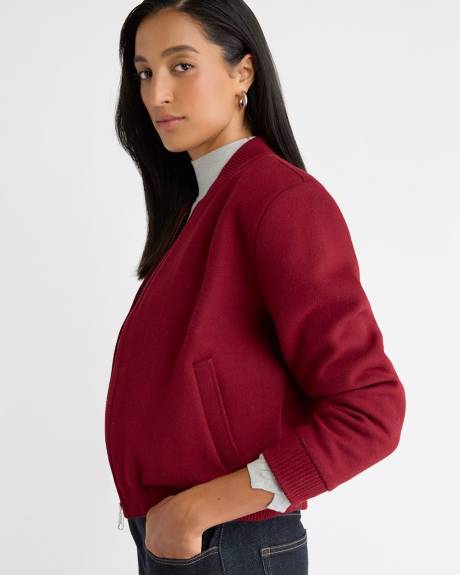 Veste Aviateur en Mélange de Laine