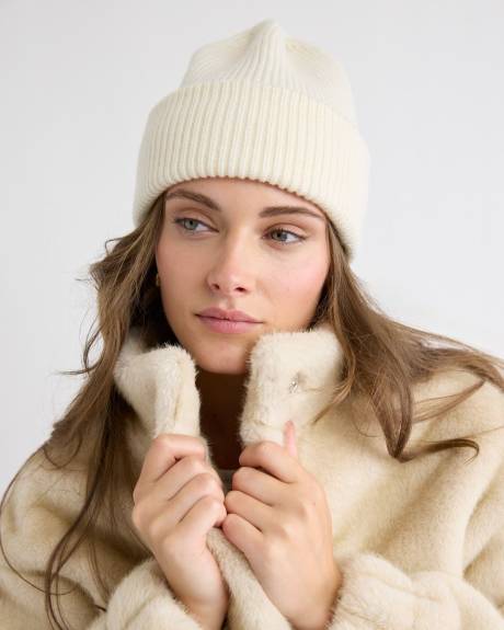 Wool-Blend Ribbed Beanie
