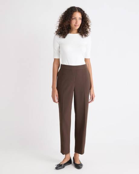 Brown Mid-Rise Tapered-Leg Flowy Jogger Pant