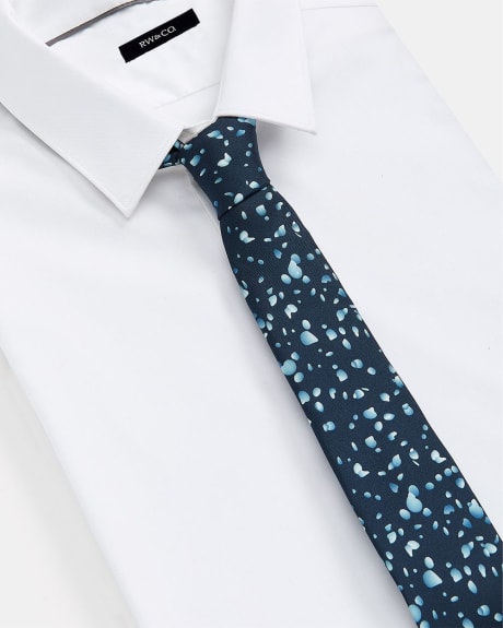 Cravate Étroite Bleue à Motif de Fleurs Aqua