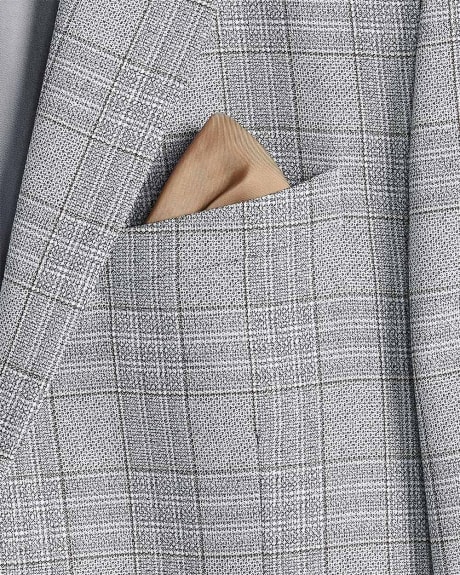 Slim Fit Textured Check Grey Suit Blazer