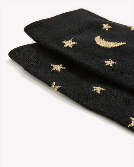 Crew Socks with Moon and Stars