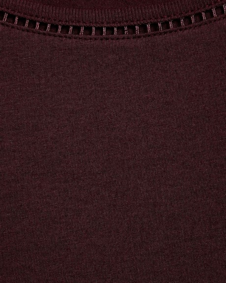 Detailed boat-neck cotton and modal t-shirt