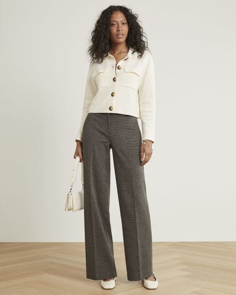 High-Rise Houndstooth Wide-Leg Pant - 32"