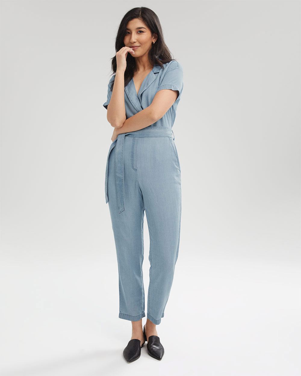 Wrap Shirt Collar Jumpsuit RW&CO.