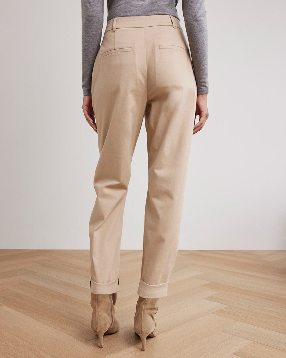 Tapered-Leg High-Rise Chino Pant with Cuffs