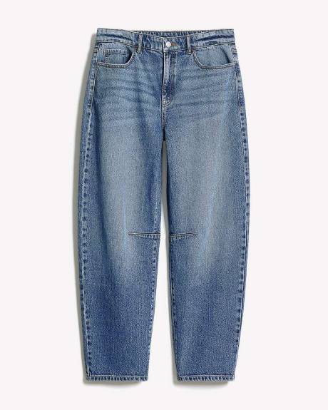 Jeans à Taille Mi-Haute et Jambe Ballon