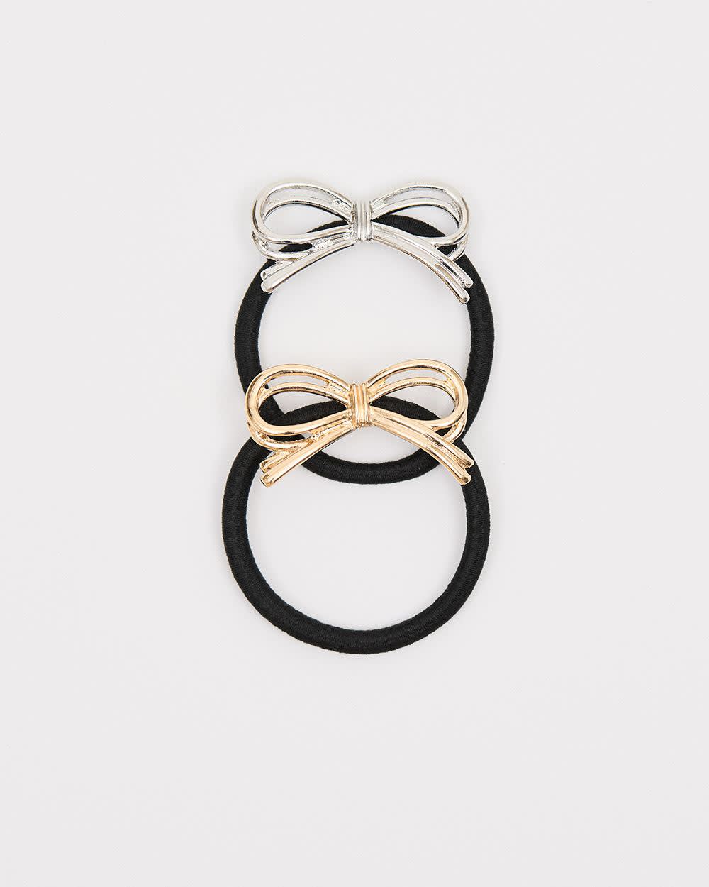 Hair Elastics with Bow - Set of 2