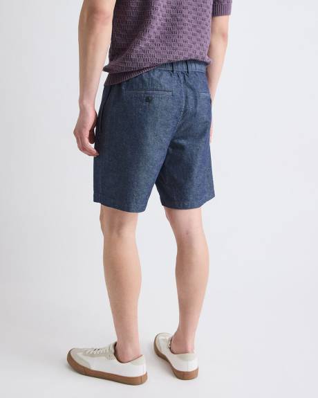 Linen-Blend Short with Elastic Waistband