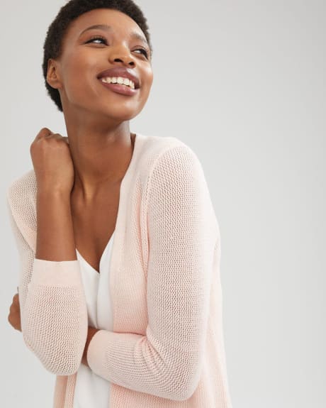 Open Stitch Cardigan with 3/4 Sleeves