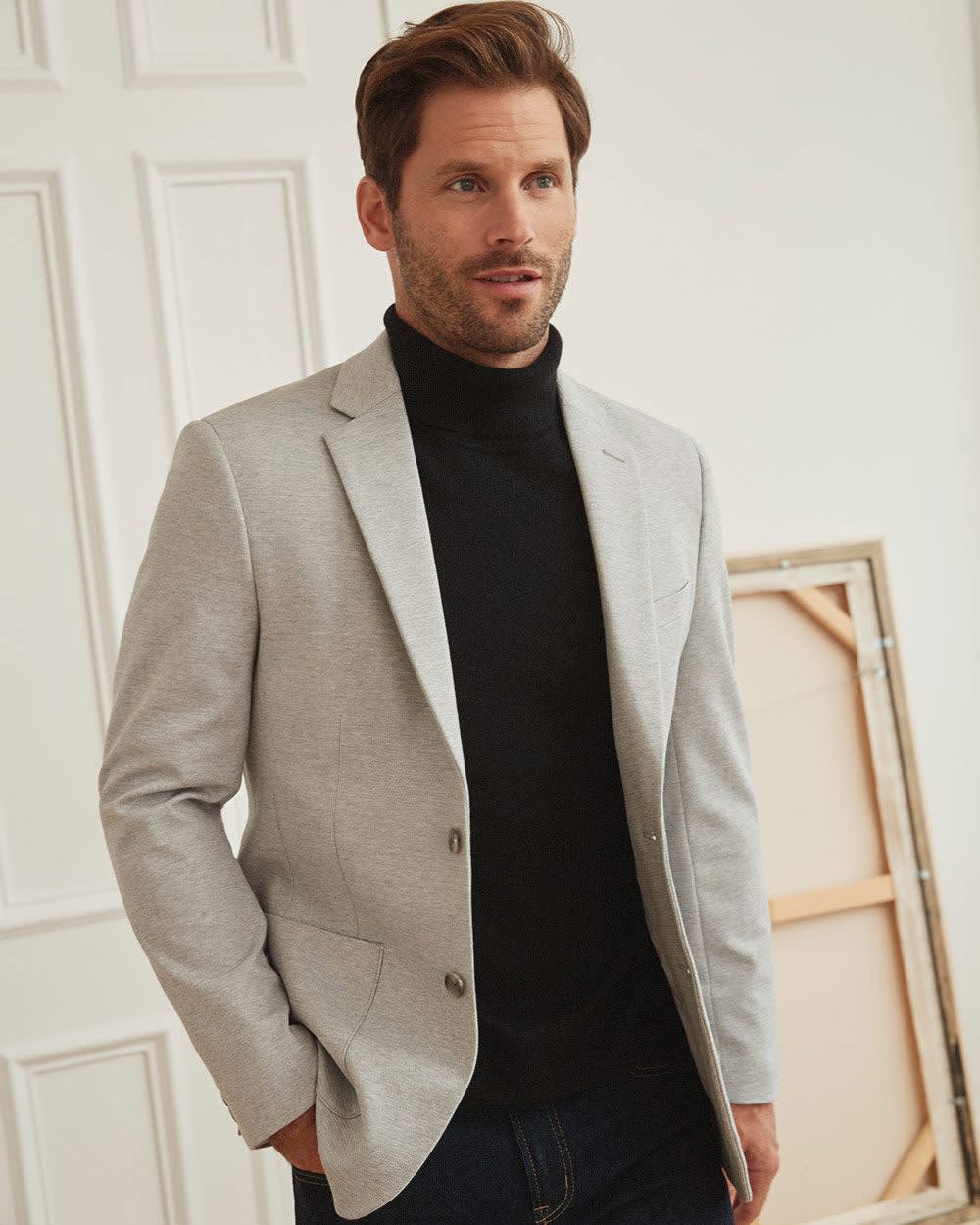 Light Grey Casual Knit Blazer | RW&CO.