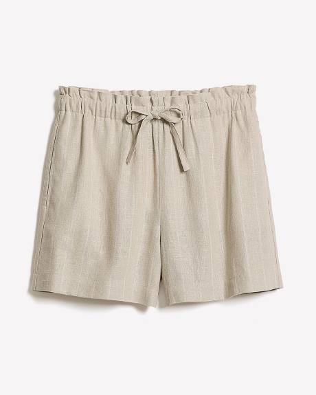 Striped High-Rise Linen-Blend Short