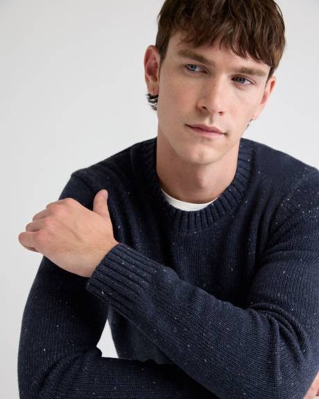 Long-Sleeve Crew-Neck Sweater with Neps