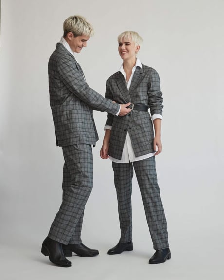 Gender-Neutral Checkered Dress Pant