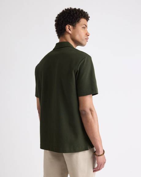 Polo Ample à Demi-Zip et Manches Courtes