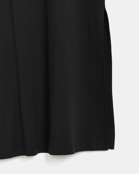 Long Crew-Neck T-Shirt Dress with Side Slits