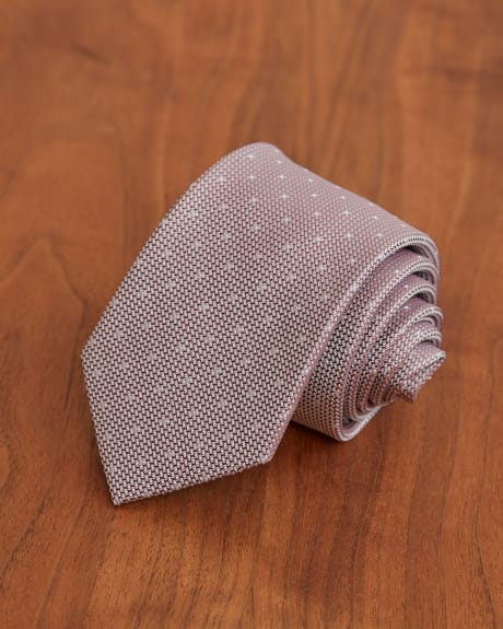 Cravate Régulière Rose Texturée à Pois