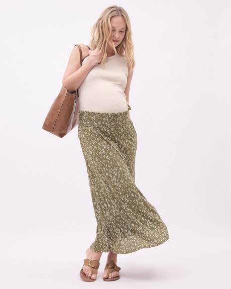 Flowy Floral Skirt with Elastic Waistband - Thyme Maternity
