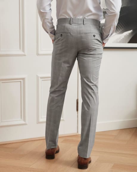 Pantalon de Complet Gris Pâle à Carreaux à Coupe Étroite