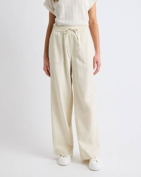 Twill Mid-Rise Wide-Leg Pant
