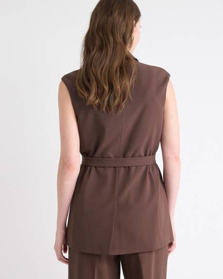 Veste Longue Sans Manches en Sergé