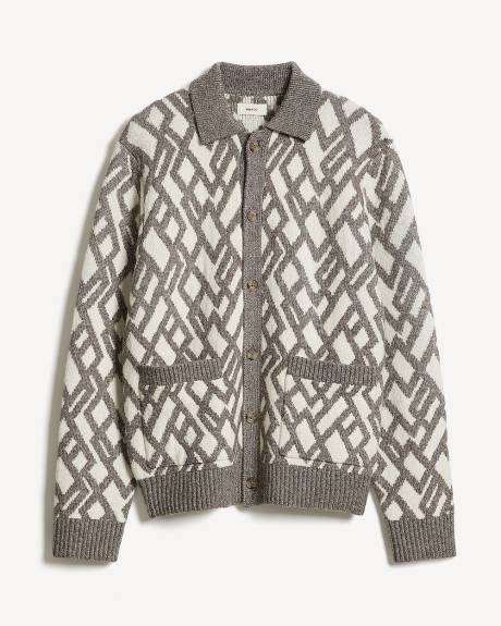 Alpaca-Blend Argyle Cardigan