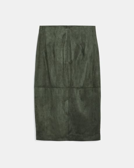 Suede High-Waist Pencil Skirt