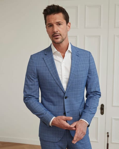 Slim Fit Blue Glen Checkered Suit Blazer