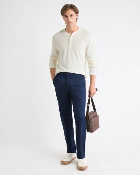 Long-Sleeve Henley Waffled Tee