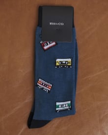 Navy Socks with Audio Cassettes