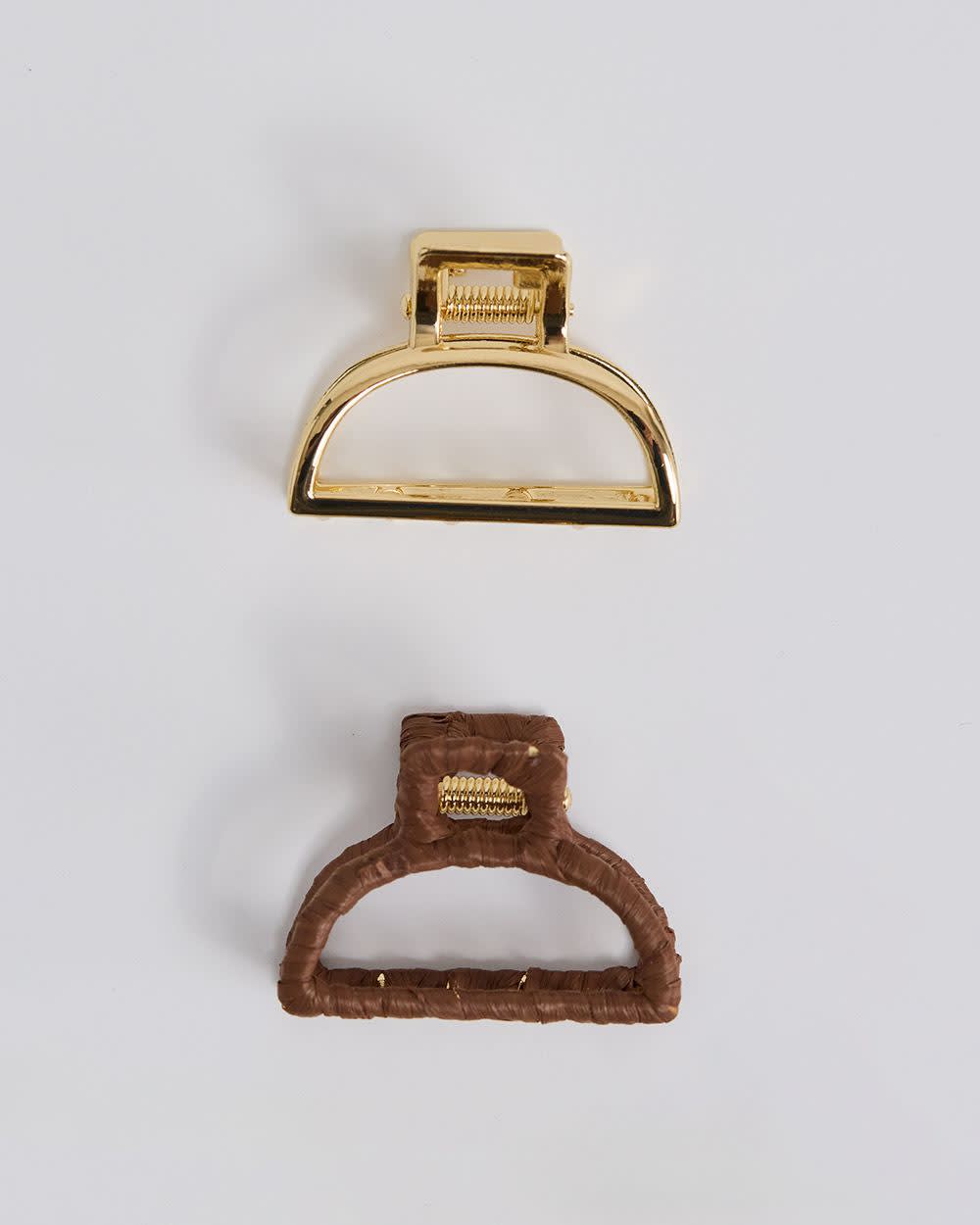 Metal and Raffia Hair Grippers - Set of 2
