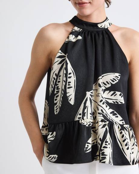 Sleeveless Halter-Neck Satin Blouse