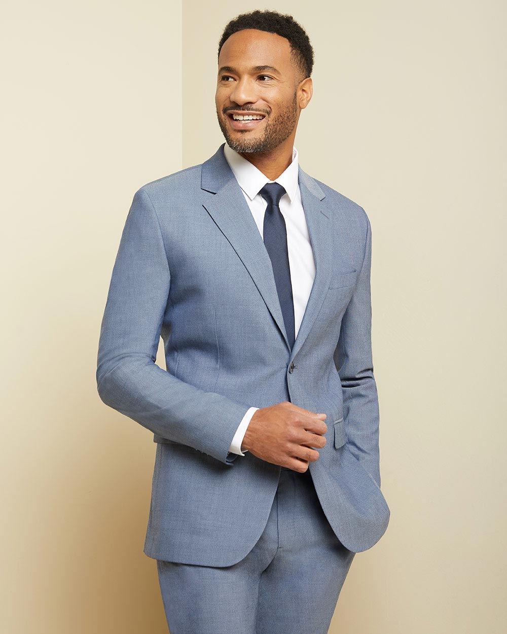 Tailored fit two-tone chambray suit blazer | RW&CO.