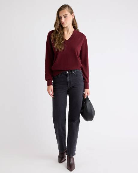 Merino Wool V-Neck Drop Shoulder Sweater