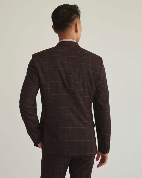 Slim Fit Burgundy Windowpane Suit Blazer